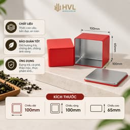 Hộp Thiếc Vuông Đựng Trà, Cafe 10x10x6.5cm Khay Đựng Quà Tết Bánh Kẹo Cao Cấp - HVL TEA 1