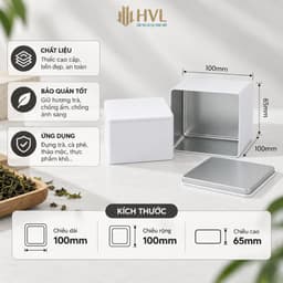 Hộp Thiếc Vuông Đựng Trà, Cafe 10x10x6.5cm Khay Đựng Quà Tết Bánh Kẹo Cao Cấp - HVL TEA 3