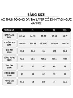Áo thun nữ CARDINA dài tay chất liệu thun tổ ong dài tay layer cổ và đính tag ngực 6ANF02 2