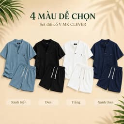 Combo 2 Set Bộ Đũi cổ V Nam MKCLEVER Cạp Chun Co Giãn, Thoáng Mát, Vận Động Thoải Mái 7