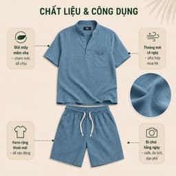 Combo 3 Món Set Bộ Đũi Cổ V + Quần Dài Cạp Chun MKCLEVER Thoáng Mát, Mặc Đi Chơi Đi Làm 6