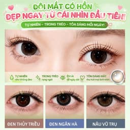 Kính áp tròng Horien lens 1 ngày - lens màu, Nâu Không Gian/Đen Ánh Trăng DIA 14.2mm, lens cận có độ (0-7) 10 chiếc 3