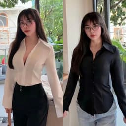 Áo Sơ Mi Cổ Nhọn Tay Dài Chiết Eo Tôn Dáng - Chất Liệu Mango Ít Nhăn Kiểu Dáng Công Sở Ananclothing 1