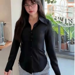 Áo Sơ Mi Cổ Nhọn Tay Dài Chiết Eo Tôn Dáng - Chất Liệu Mango Ít Nhăn Kiểu Dáng Công Sở Ananclothing 3