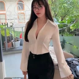 Áo Sơ Mi Cổ Nhọn Tay Dài Chiết Eo Tôn Dáng - Chất Liệu Mango Ít Nhăn Kiểu Dáng Công Sở Ananclothing 2