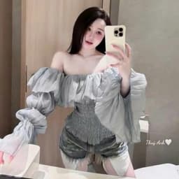 Áo Trễ Vai Nữ Tay Dài Nhún Bèo Kiểu Hàn Quốc, Áo Bo Chun Eo Dáng Croptop Thời Trang Nữ Ananclothing 7