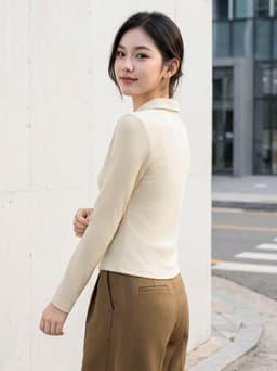 Áo thun nữ CARDINA chất liệu thun zip cổ bẻ cách điệu mở khóa kéo 6AKD04 9