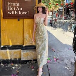 (Có mút+Dây Vai Trong) Váy Body Gấm Dài “Tiểu Thư Đài Cát” Hoạ Tiết Sang Trọng, Quyến Rũ Ananclothing 4