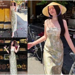 (Có mút+Dây Vai Trong) Váy Body Gấm Dài “Tiểu Thư Đài Cát” Hoạ Tiết Sang Trọng, Quyến Rũ Ananclothing 2
