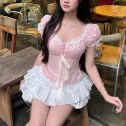 [Có Bigsize S-XXXXL] Áo Corset Tay Phồng Phối Nơ Ngực “Xô Thêu Hoa” Tiểu Thư Hàn Quốc Ananclothing 5