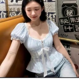 [Có Bigsize S-XXXXL] Áo Corset Tay Phồng Phối Nơ Ngực “Xô Thêu Hoa” Tiểu Thư Hàn Quốc Ananclothing 6