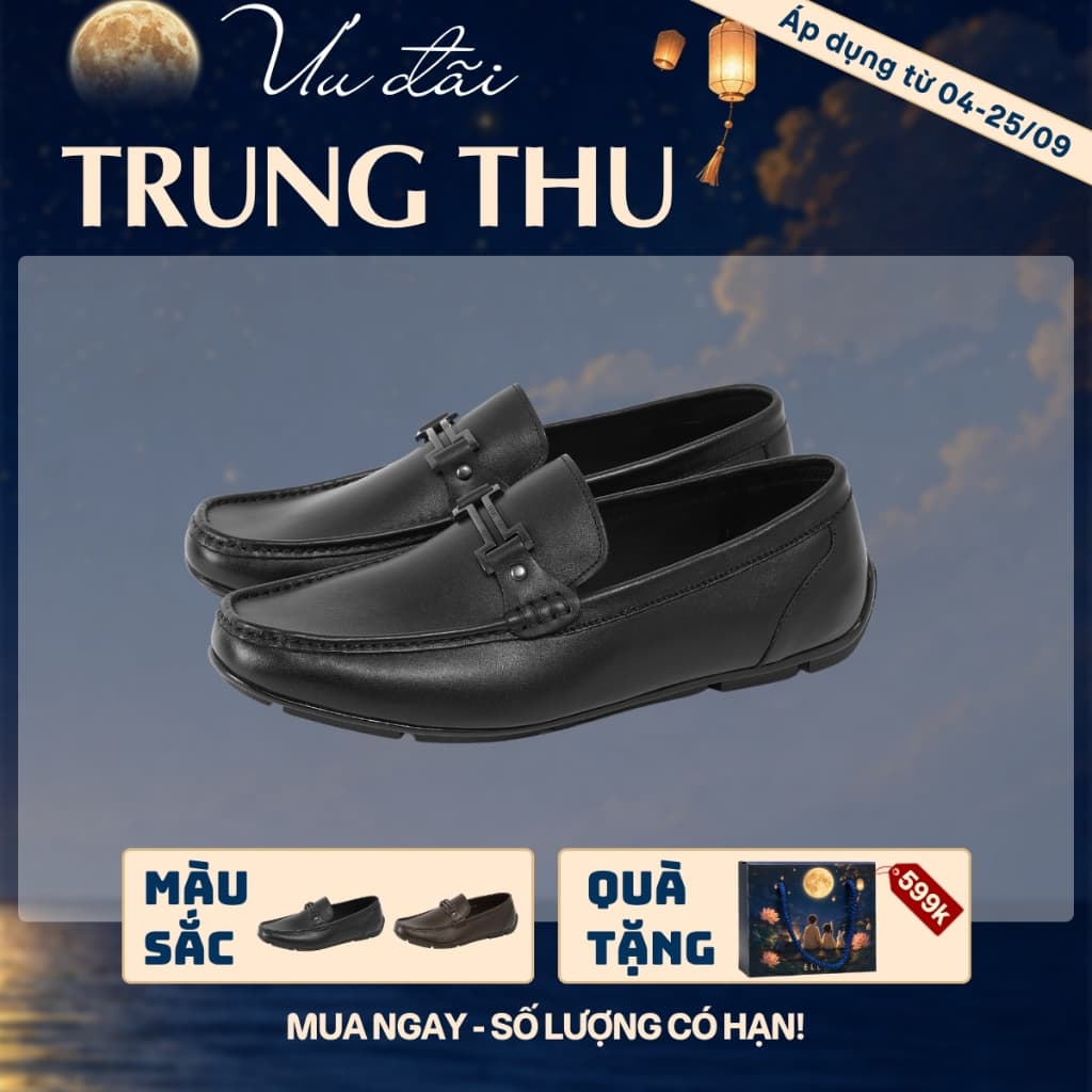 [4-25/9 TẶNG QUÀ TRUNG THU 599K] Giày Lười Nam LECOS LG54 Da Bò Thật Phom Ôm Gọn Lịch Sự đi Làm