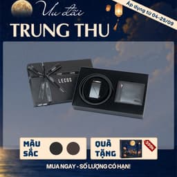 [4-25/9 TẶNG QUÀ TRUNG THU 599K] Hộp Quà Tặng Ví Dây Lưng LECOS LQ4 Đồng Bộ Đóng Hộp Cứng 1