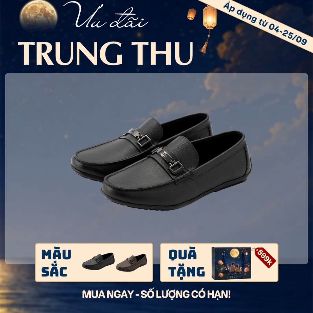 [4-25/9 TẶNG QUÀ TRUNG THU 599K] Giày Moccasin Nam LECOS LG16 Da Bò Thật Lót Thoáng Khí Khử Mùi Tốt