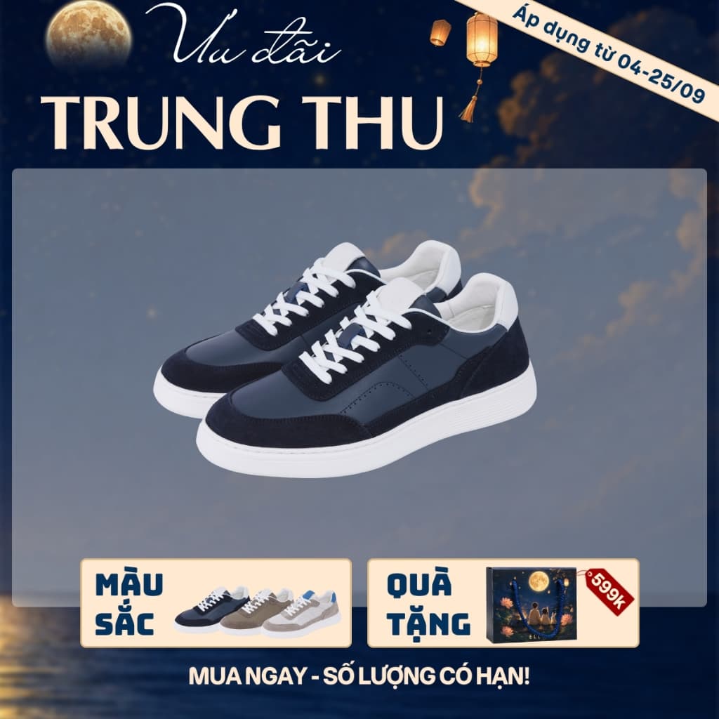 [4-25/9 TẶNG QUÀ TRUNG THU 599K] Giày Sneaker Nam LECOS LG17 Da Bò Thật Thoáng Khí Lót Êm Chống Mỏi