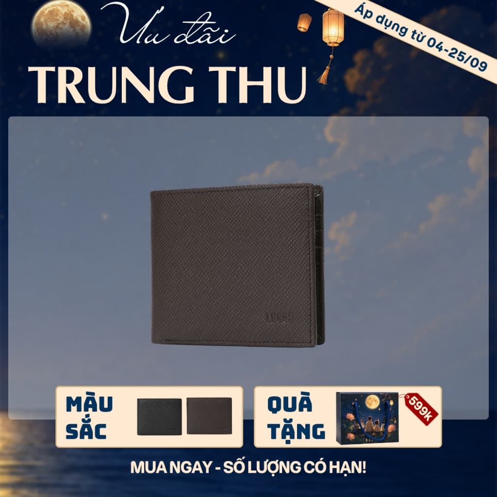 [4-25/9 TẶNG QUÀ TRUNG THU 599K] Ví Da Nam LECOS LV3 Da Thật Nhiều Ngăn Thẻ Nhỏ Gọn Bỏ Túi