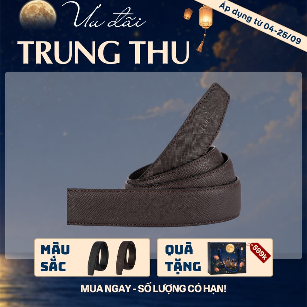 [4-25/9 TẶNG QUÀ TRUNG THU 599K] Thắt Lưng Nam LECOS LDB4 Dây Da Thật Dập Vân Tinh Tế Lắp Khóa Tự Động Bản 3.5cm