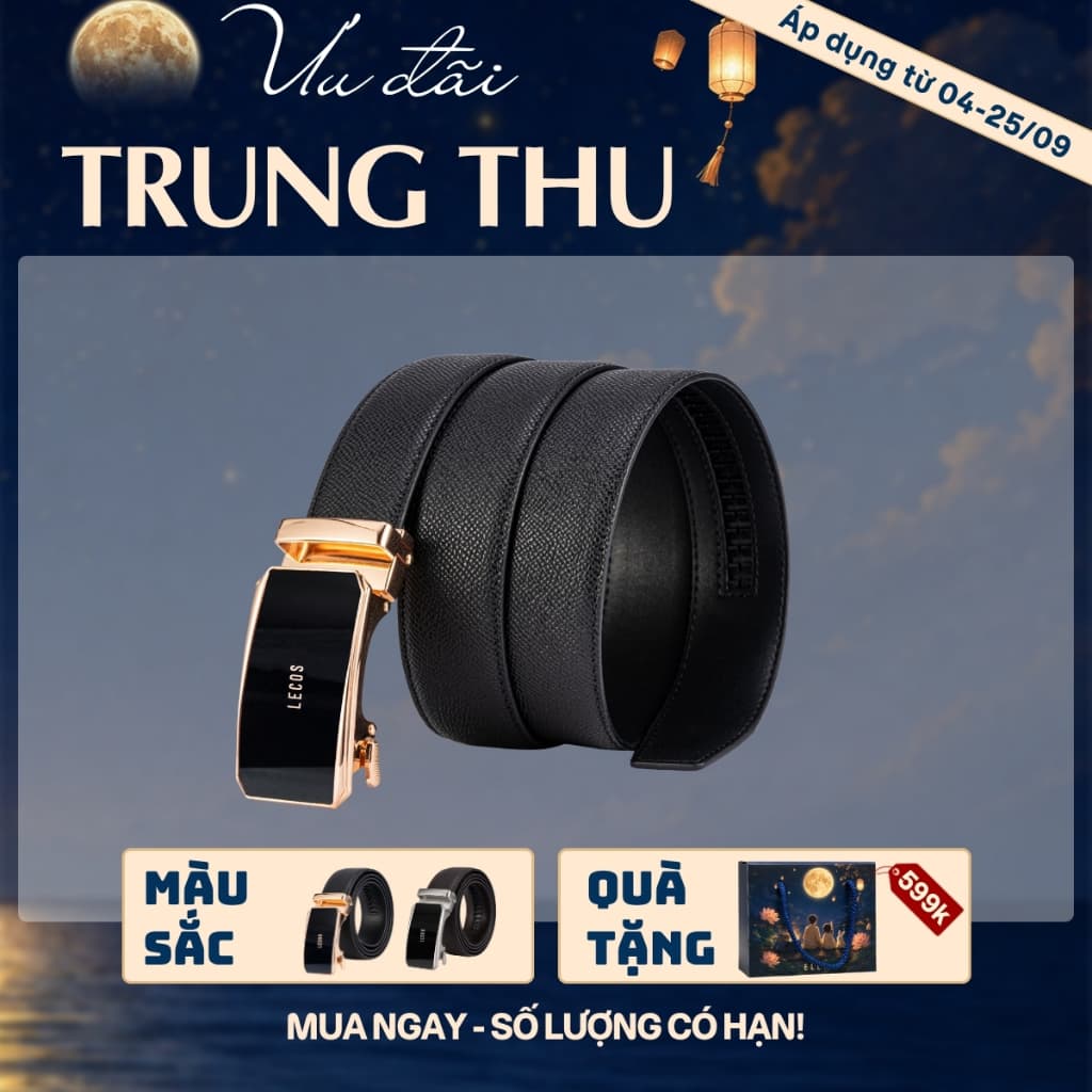 [4-25/9 TẶNG QUÀ TRUNG THU 599K] Thắt Lưng Nam LECOS LD2 Da Bò Thật Bền Bỉ Tăng Nét Nam Tính Chỉn Chu