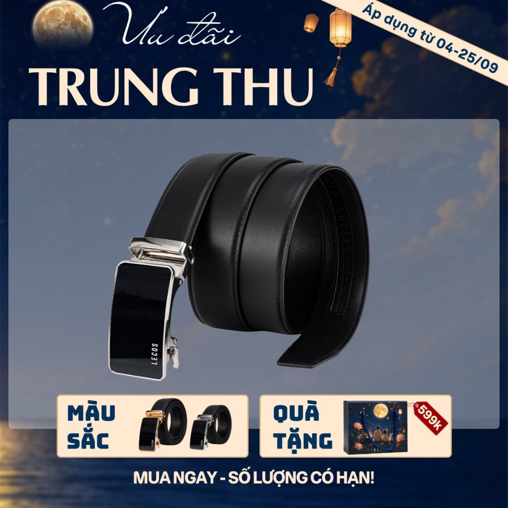 [4-25/9 TẶNG QUÀ TRUNG THU 599K] Thắt lưng da nam công sở LECOS LD3 da bò thật phong cách quý ông phối quần âu