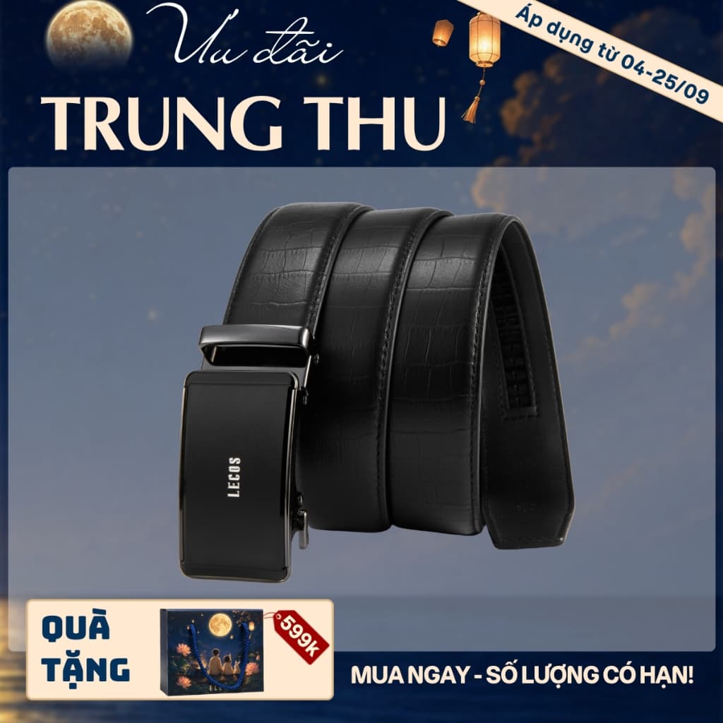 [4-25/9 TẶNG QUÀ TRUNG THU 599K] Thắt Lưng Nam LECOS LD18 Da Bò Thật Phong Cách Quý Ông Phối Quần Âu