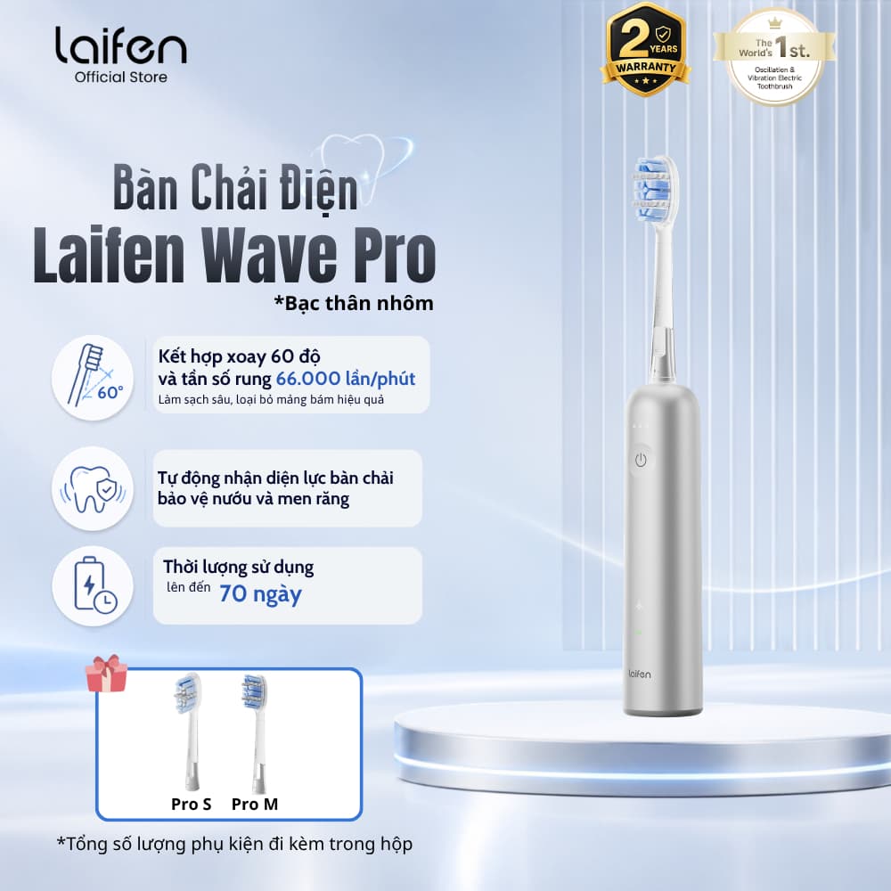 [Livestream] Bàn chải điện Laifen Wave Pro thân nhôm (LFTB02-A) Giảm Mảng Bám, Chống Nước IPX8, Bảo Hành 24 Tháng