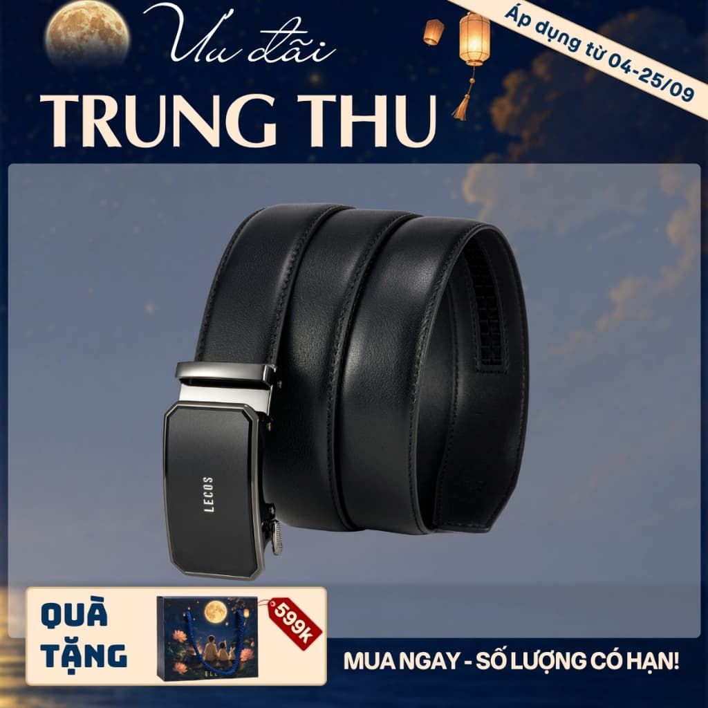 [4-25/9 TẶNG QUÀ TRUNG THU 599K] Thắt Lưng Nam LECOS LD25 Da Bò Thật Phong Cách Quý Ông Phối Quần Âu