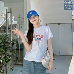 Áo thun nữ form vừa SUNTEE STFV266 phong cách basic in hình 166 vải cotton 250GSM cao cấp thoáng mát 7