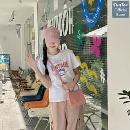 Áo thun nữ form vừa SUNTEE STFV266 phong cách basic in hình 166 vải cotton 250GSM cao cấp thoáng mát 5
