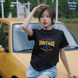 Áo thun nữ form vừa SUNTEE STFV266 phong cách basic in hình 166 vải cotton 250GSM cao cấp thoáng mát 6