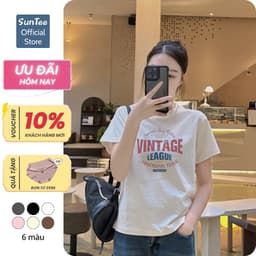 Áo thun nữ form vừa SUNTEE STFV266 phong cách basic in hình 166 vải cotton 250GSM cao cấp thoáng mát 8