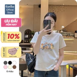 Áo thun nữ form vừa SUNTEE STFV267 phong cách basic in hình 167 vải cotton 250GSM cao cấp thoáng mát 6