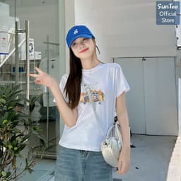 Áo thun nữ form vừa SUNTEE STFV267 phong cách basic in hình 167 vải cotton 250GSM cao cấp thoáng mát 7