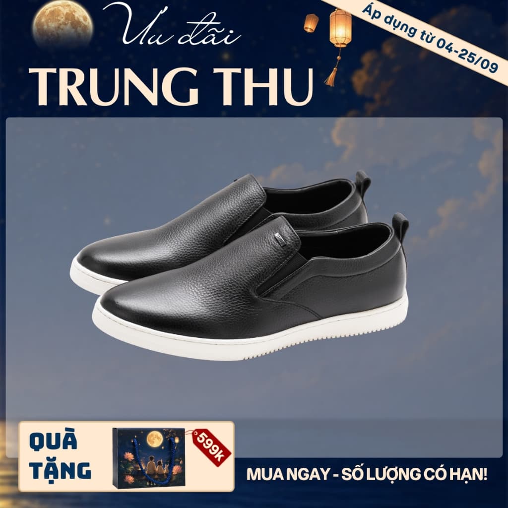 [4-25/9 TẶNG QUÀ TRUNG THU 599K] Giày Lười Nam LECOS LG24 Giày Lười Slip On Nam Da Bò Thật Đế Cao 25 Cm Phối Quần Tây