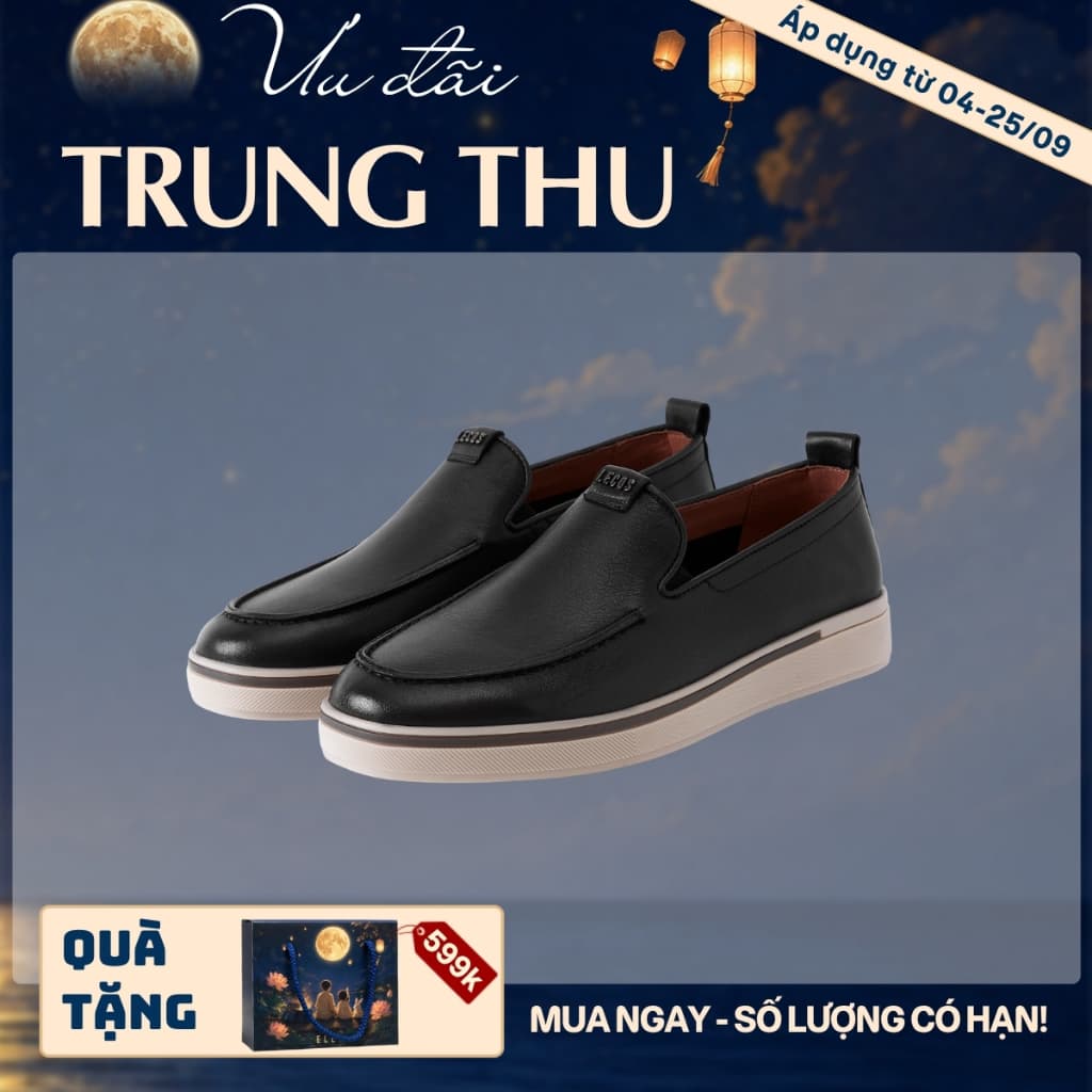 [4-25/9 TẶNG QUÀ TRUNG THU 599K] Giày Lười Nam LECOS LG45 Da Bò Thật Lót Êm Chống Mỏi Chân Gặp Đối Tác