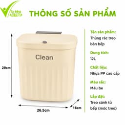 Thùng Rác Nhà Bếp Treo Cánh Tủ Bếp 12L Ngăn Mùi Dễ Tháo Lắp Chống Mùi Hôi GD352 6