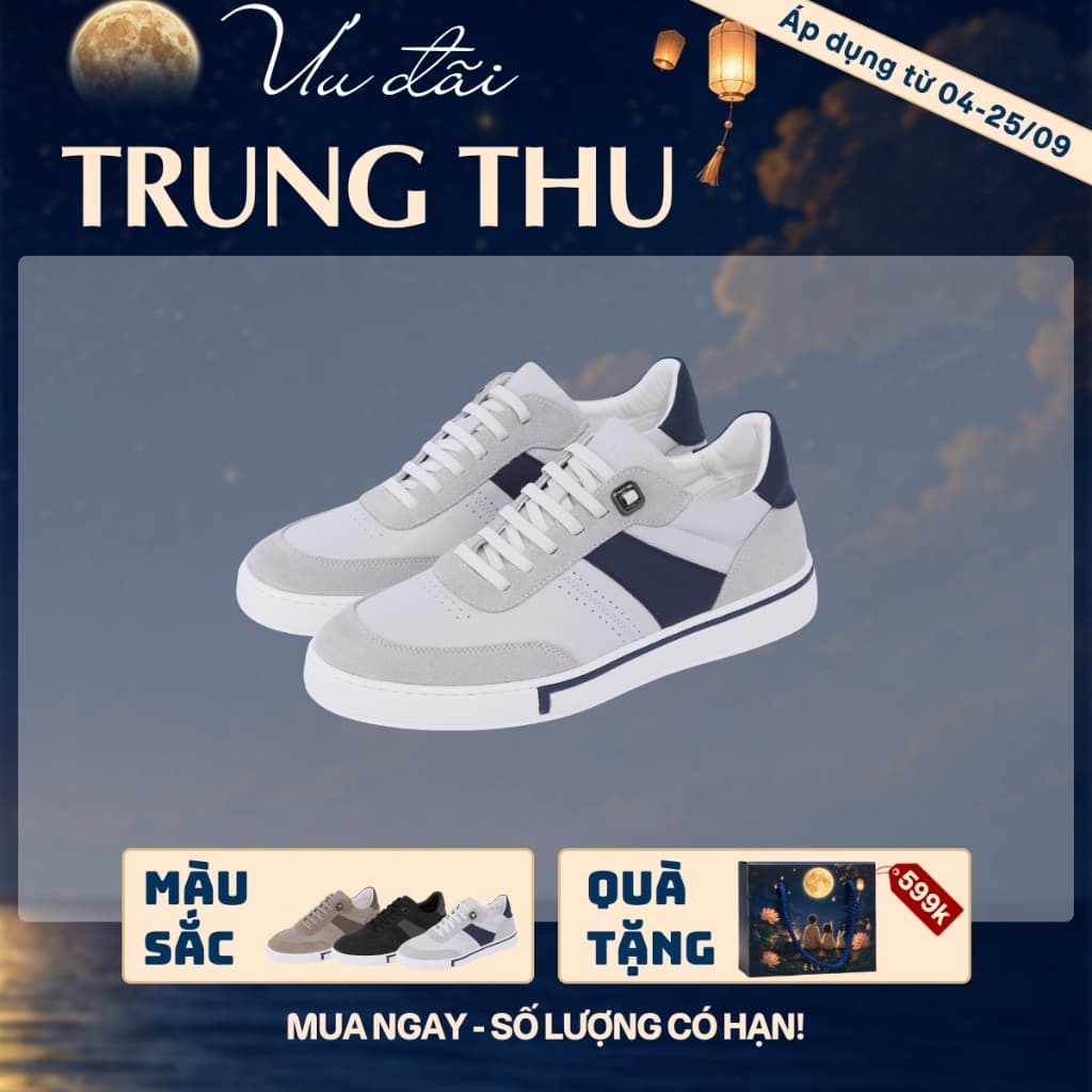 [4-25/9 TẶNG QUÀ TRUNG THU 599K] Giày Sneaker Nam LECOS LG29 Da Bò Thật May Viền Bền Đẹp Đế Ma Sát