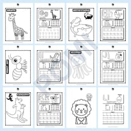 Tranh Tập Viết Chữ Cái & Từ Vựng, Số Tiếng Anh Sinh Động - Giúp Bé Nhận Biết & Ghi Nhớ Nhanh - Tô màu cho bé - POMI 5