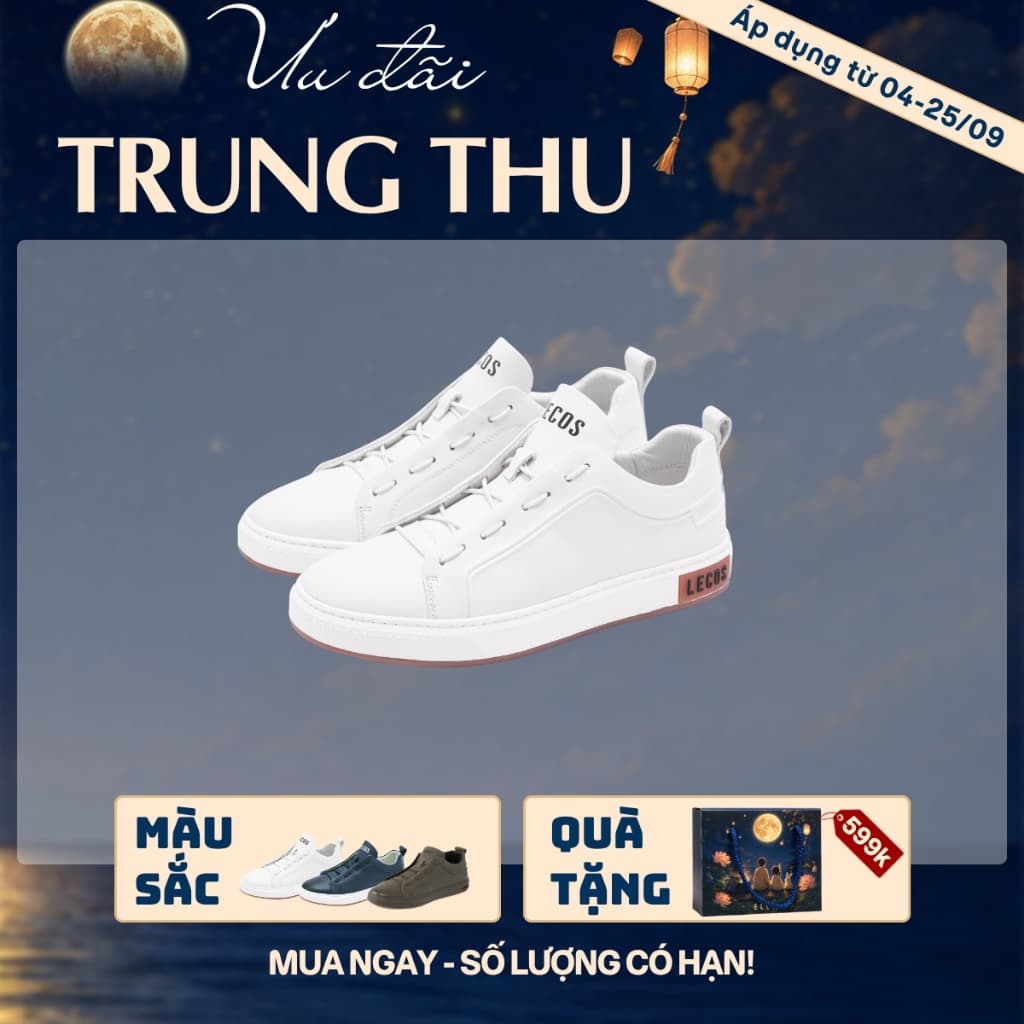 [4-25/9 TẶNG QUÀ TRUNG THU 599K] Giày Sneaker Nam LECOS LG32 Da Bò Thật Phong Cách Streetwear Năng Động