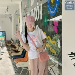 Áo thun nữ form vừa SUNTEE STFV268 phong cách basic in hình 168 vải cotton 250GSM cao cấp thoáng mát 5