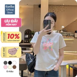 Áo thun nữ form vừa SUNTEE STFV268 phong cách basic in hình 168 vải cotton 250GSM cao cấp thoáng mát 8
