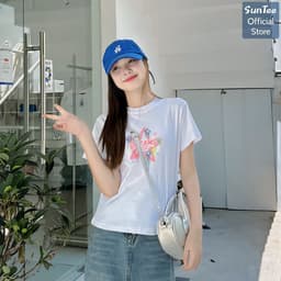 Áo thun nữ form vừa SUNTEE STFV268 phong cách basic in hình 168 vải cotton 250GSM cao cấp thoáng mát 7