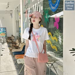 Áo thun nữ form vừa SUNTEE STFV268 phong cách basic in hình 168 vải cotton 250GSM cao cấp thoáng mát 6
