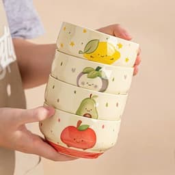 Chén Sứ Bầu 3D Trái Cây 4.7inch 12cm và Trụ 3D Hình Hoa 4.5inch 11cm 2