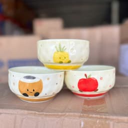 Chén Sứ Bầu 3D Trái Cây 4.7inch 12cm và Trụ 3D Hình Hoa 4.5inch 11cm 4