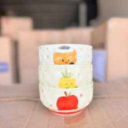 Chén Sứ Bầu 3D Trái Cây 4.7inch 12cm và Trụ 3D Hình Hoa 4.5inch 11cm 6