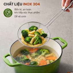 Vợt Lưới Inox GKÖCH Germany, Inox 304, Đa Năng, Dễ Vệ Sinh, 2 loại ĐK 14/16cm, Cán Dài 3