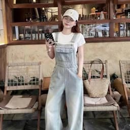 Yếm Quần Jean Nữ AN TÂY Ống Suông Trẻ Trung, Vải Jean Mềm Cao Cấp #8737 Màu Xanh Nhạt 4