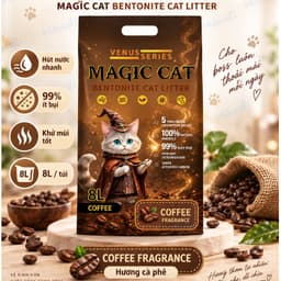 Cát Mèo Magic Cat 8L - 4KG | Cát Bentonite Vón Cục Nhanh Ít Bụi Khử Mùi 3 Hương Đào, Cà Phê, Chanh 6