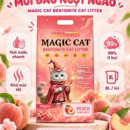 Cát Mèo Magic Cat 8L - 4KG | Cát Bentonite Vón Cục Nhanh Ít Bụi Khử Mùi 3 Hương Đào, Cà Phê, Chanh 5