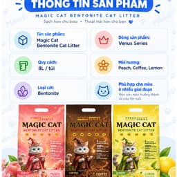 Cát Mèo Magic Cat 8L - 4KG | Cát Bentonite Vón Cục Nhanh Ít Bụi Khử Mùi 3 Hương Đào, Cà Phê, Chanh 4